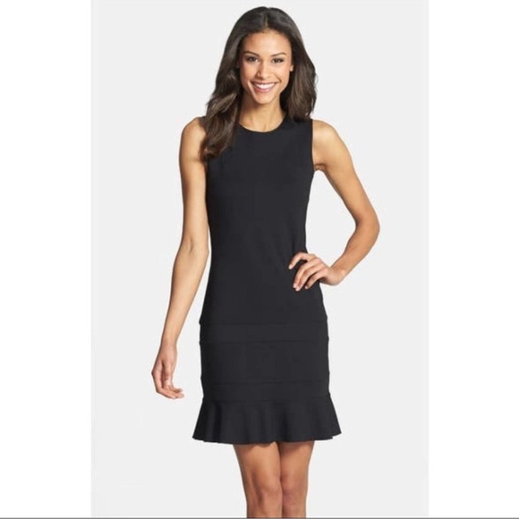 Felicity & Coco sleeveless knit sheath ruffle black dress - Picture 1 of 12